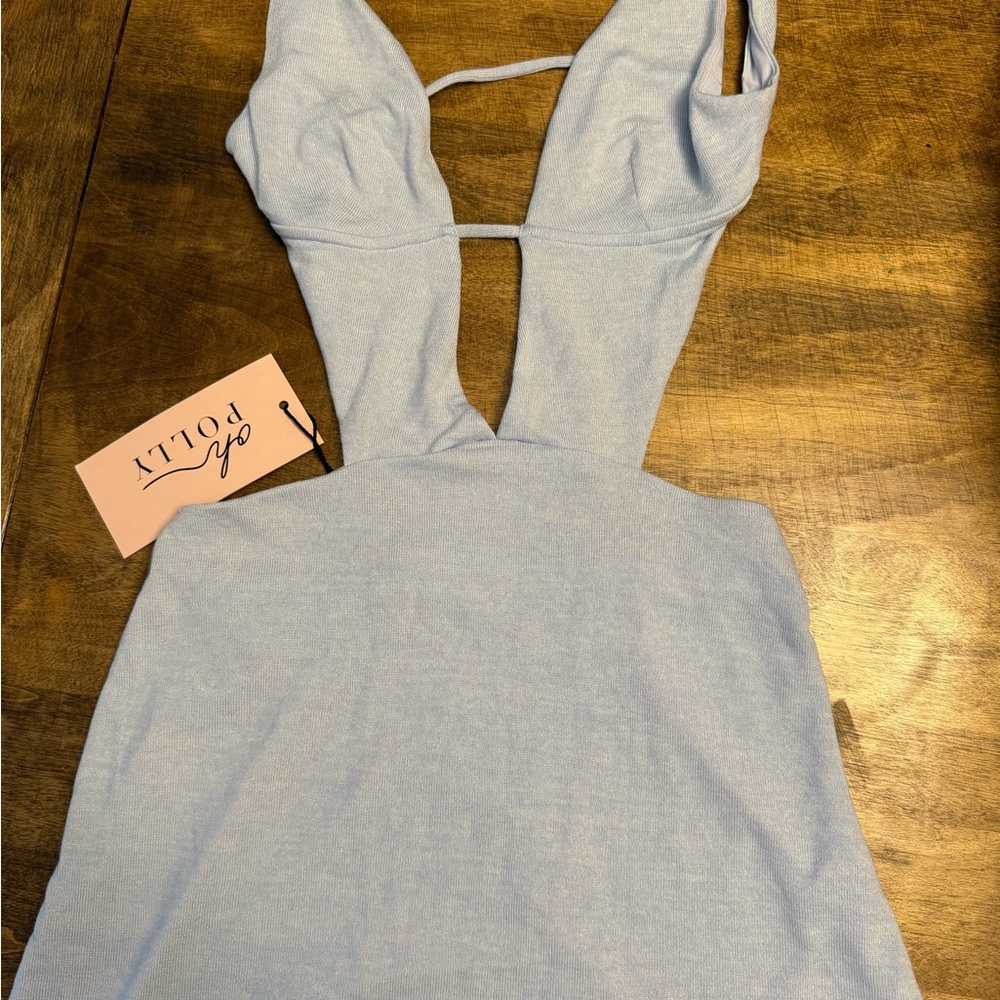 Oh Polly Sky Blue Backless Dress
